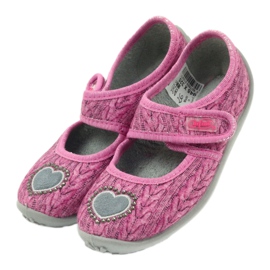 Sapatos infantis Befado chinelos de bailarina 945x325 cinza rosa 4