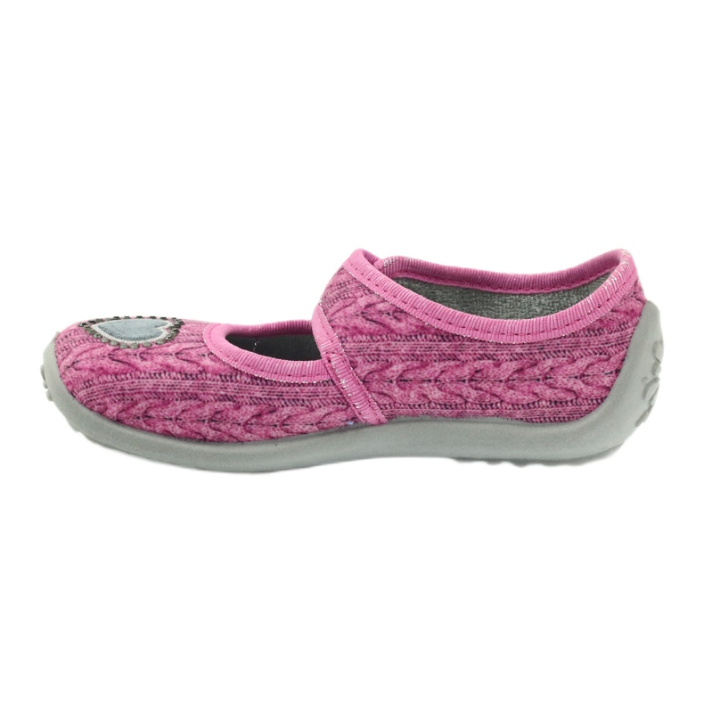 Sapatos infantis Befado chinelos de bailarina 945x325 cinza rosa 2