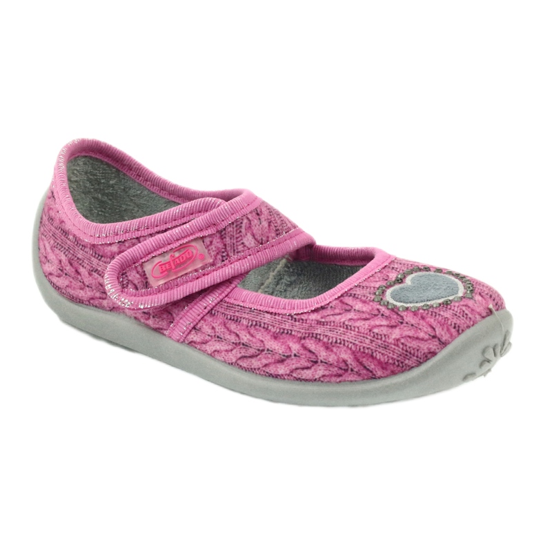 Sapatos infantis Befado chinelos de bailarina 945x325 cinza rosa 1