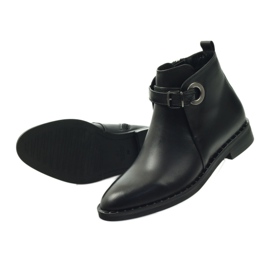 Edeo Botas de couro preto feminino isoladas com polar 3243 4