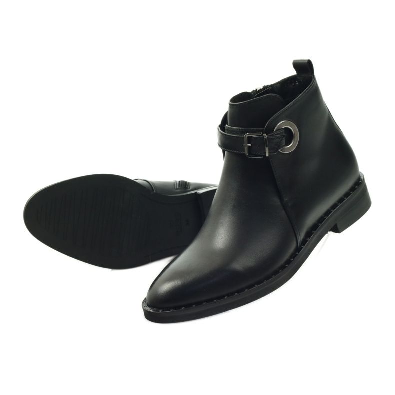 Edeo Botas de couro preto feminino isoladas com polar 3243 4