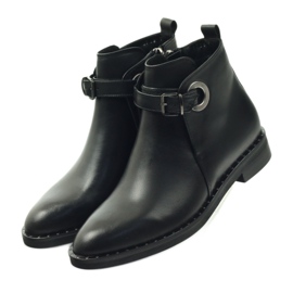 Edeo Botas de couro preto feminino isoladas com polar 3243 3