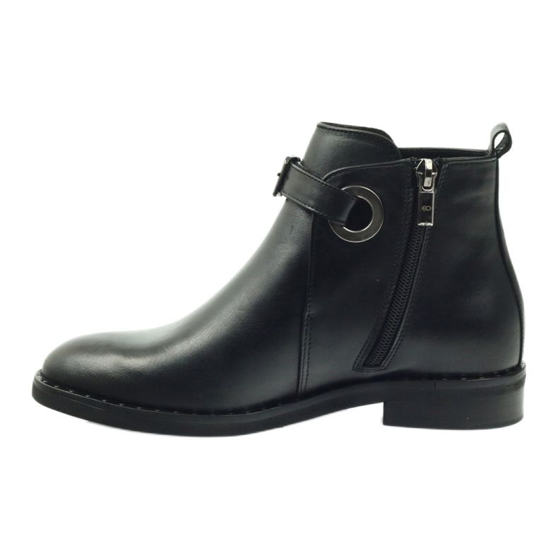 Edeo Botas de couro preto feminino isoladas com polar 3243 2