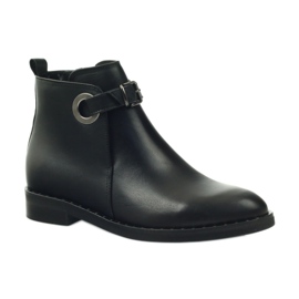 Edeo Botas de couro preto feminino isoladas com polar 3243 1