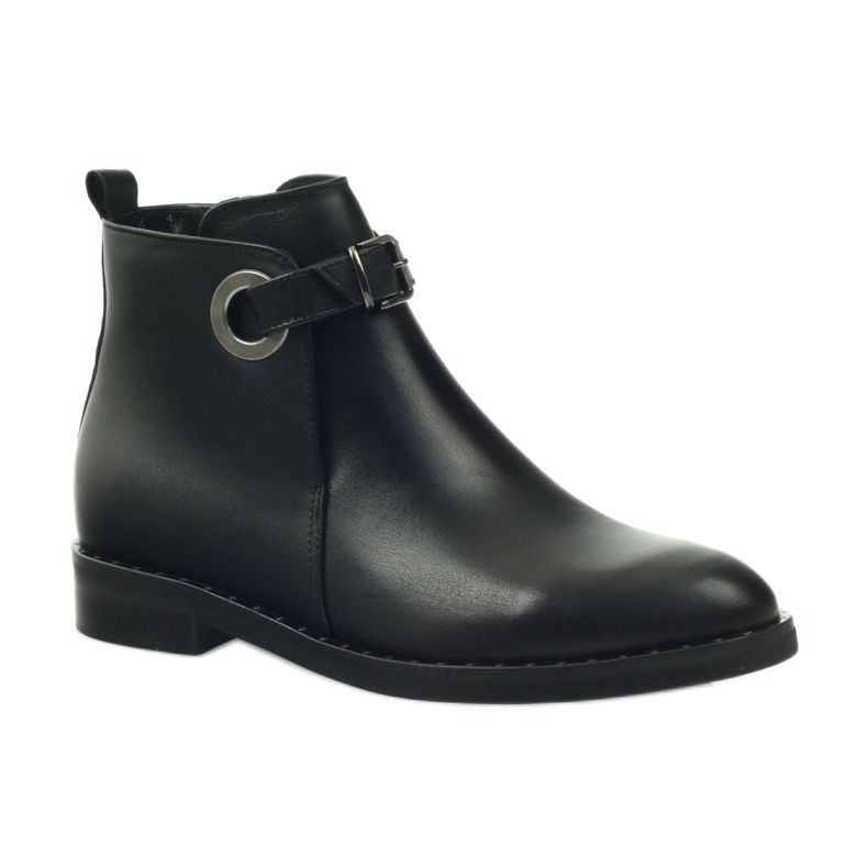 Edeo Botas de couro preto feminino isoladas com polar 3243 1