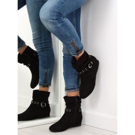 Preto PE103 Cinto de cetim preto com tachas 2