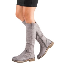 Super Me Botas femininas casuais cinza 1