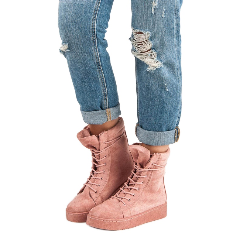 Bello Star Botas de camurça para neve rosa 1