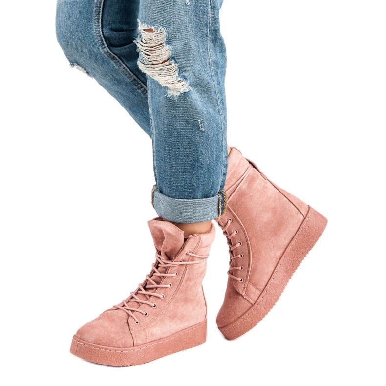 Bello Star Botas de camurça para neve rosa 2