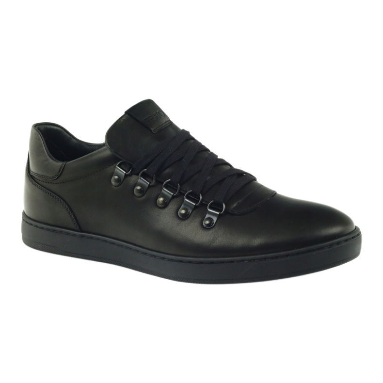 Pilpol Black Sports Leather Shoes PC051 preto 1