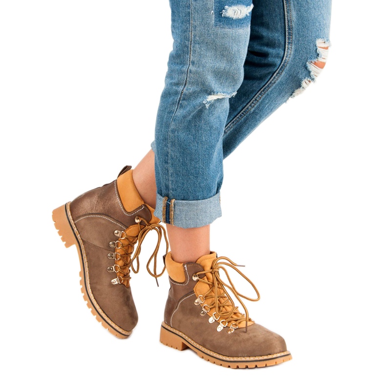 Botas de caminhada marrons femininas castanho 2