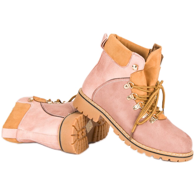 Botas de caminhada cor-de-rosa femininas 2