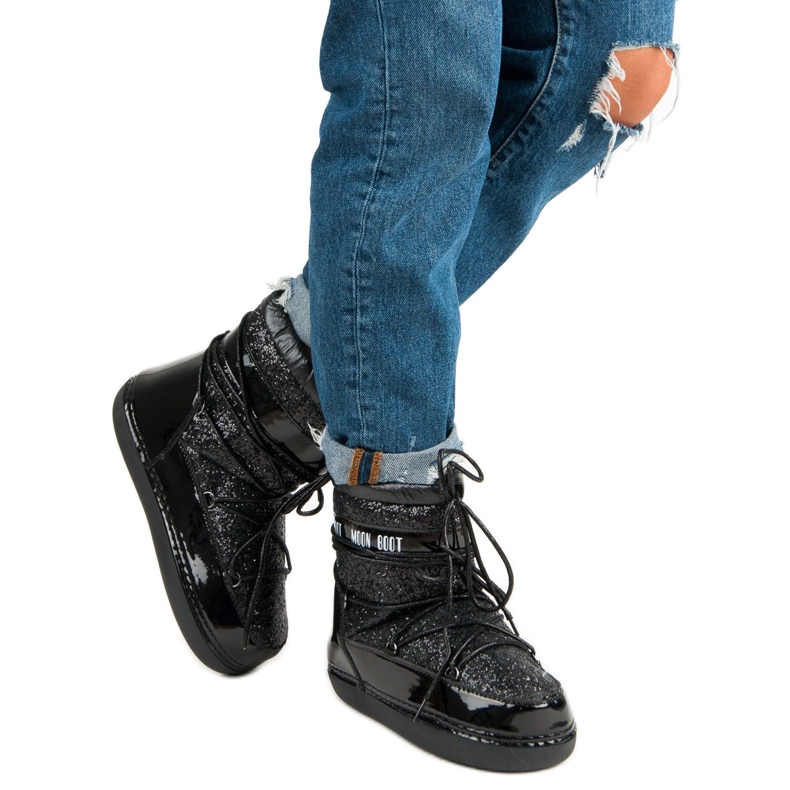 Botas de neve pretas elegantes preto 2