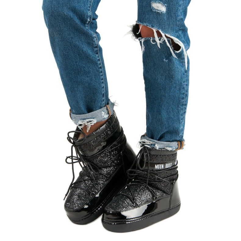 Botas de neve pretas elegantes preto 1