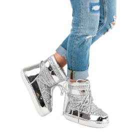 Botas de neve prateadas elegantes cinza 2 Botas de neve prateadas elegantes cinza 2