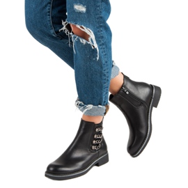 Forever Folie Botas pretas de salto plano preto 2