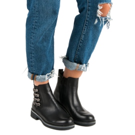 Forever Folie Botas pretas de salto plano preto 1