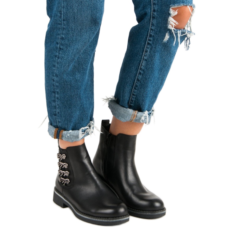 Forever Folie Botas pretas de salto plano preto 1