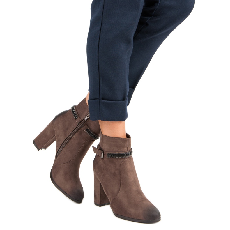 Botas de camurça de salto alto VINCEZA castanho 1