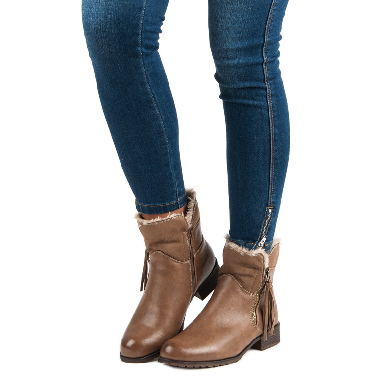 Forever Folie Botas quentes femininas castanho 1