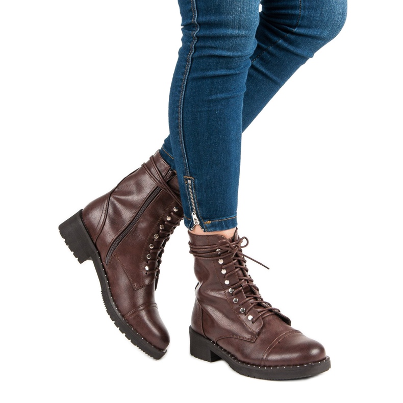 Anesia Paris Botas marrons amarradas marrom 1