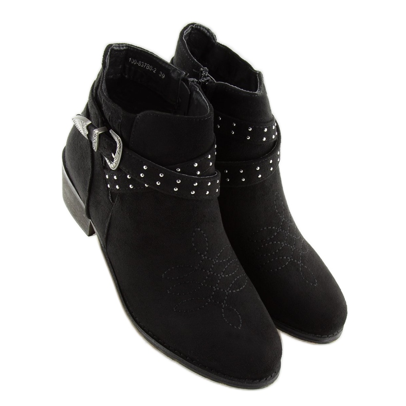 Botas pretas de salto baixo 100-837B0-2 pretas preto 2