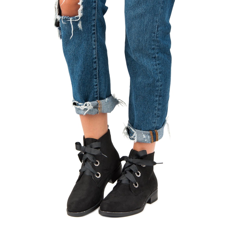 Seastar Botas de camurça amarradas preto 1