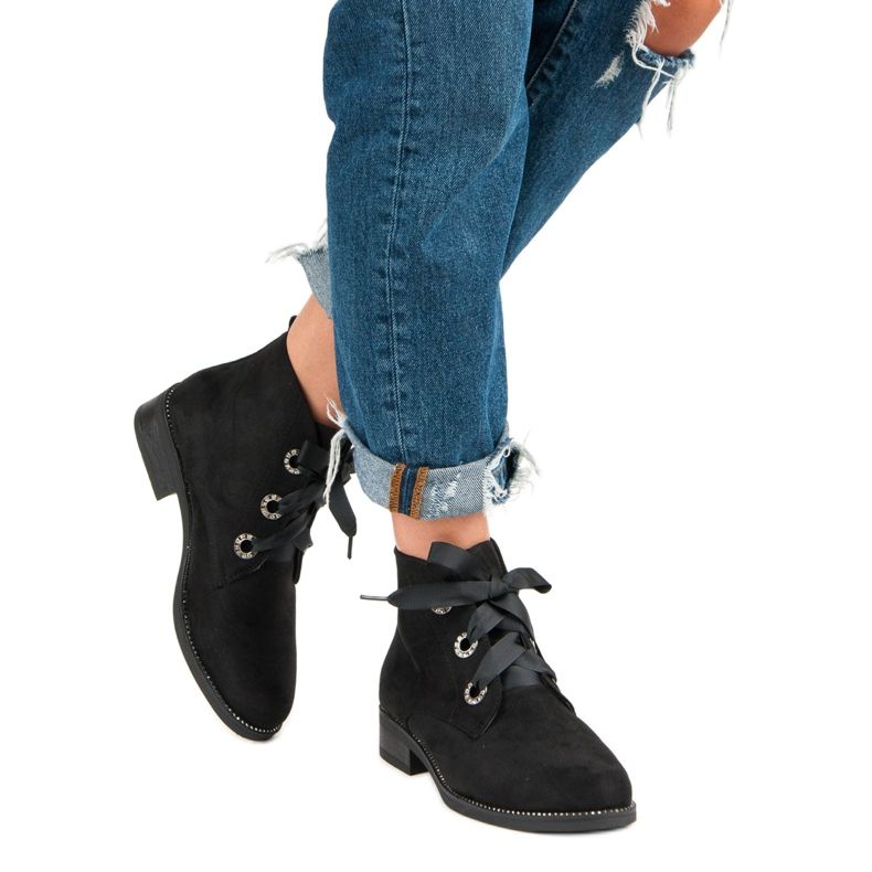 Seastar Botas de camurça amarradas preto 2