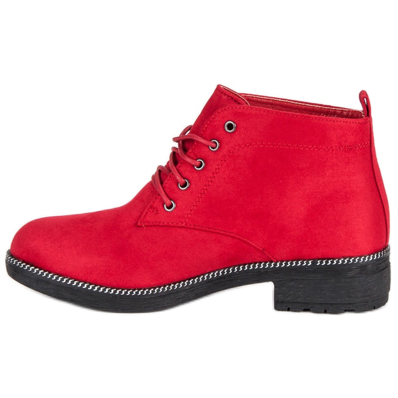 Nio Nio Botins de camurça com atacadores vermelho 1