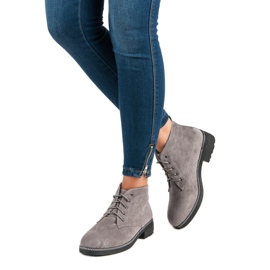 Nio Nio Botins de camurça com atacadores cinza 1