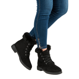 Botas quentes amarradas até o tornozelo preto 1 Botas quentes amarradas até o tornozelo preto 1