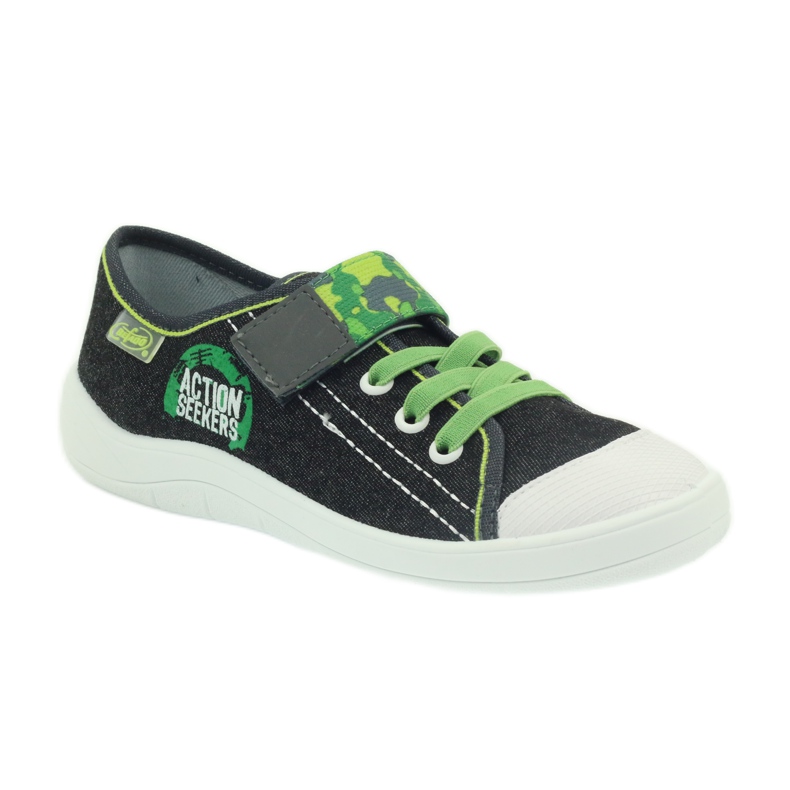 Sapatos infantis Befado, chinelos, tênis 251y102 preto verde 1