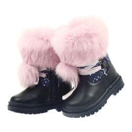 Bartek Botas femininas de couro com pele 216390-013 azul 3