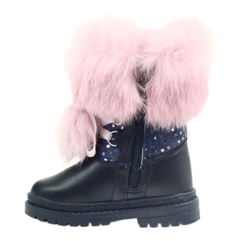 Bartek Botas femininas de couro com pele 216390-013 azul 2