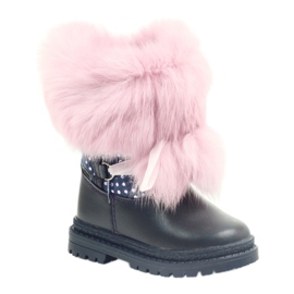Bartek Botas femininas de couro com pele 216390-013 azul 1 Bartek Botas femininas de couro com pele 216390-013 azul 1