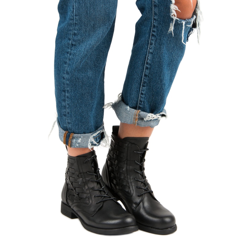 Forever Folie Botas casuais amarradas até o tornozelo preto 1