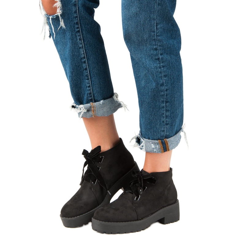 Anesia Paris Botas de camurça da moda preto 1