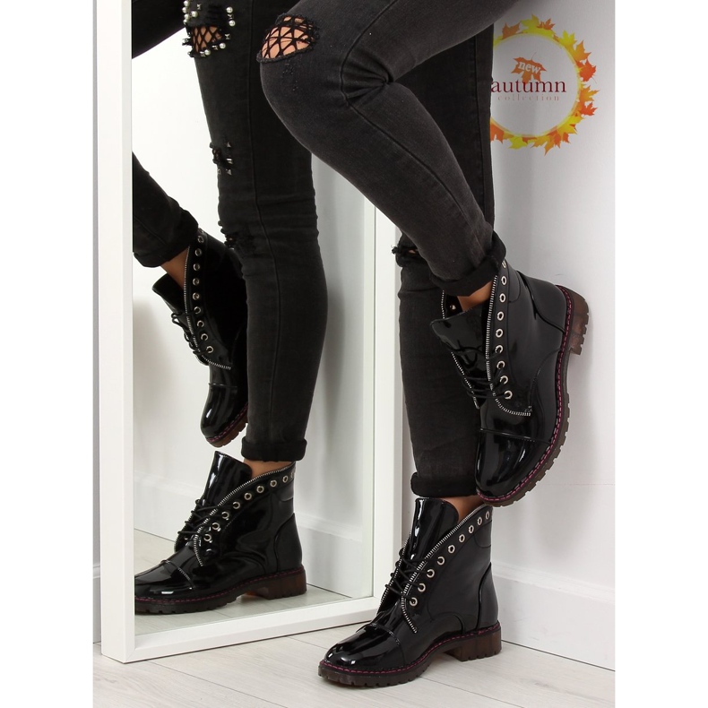 Botas pretas laqueadas A-33 pretas preto 1