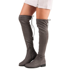Seastar Botas acima do joelho com salto plano cinza 1 Seastar Botas acima do joelho com salto plano cinza 1