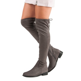 Seastar Botas acima do joelho com salto plano cinza 2 Seastar Botas acima do joelho com salto plano cinza 2