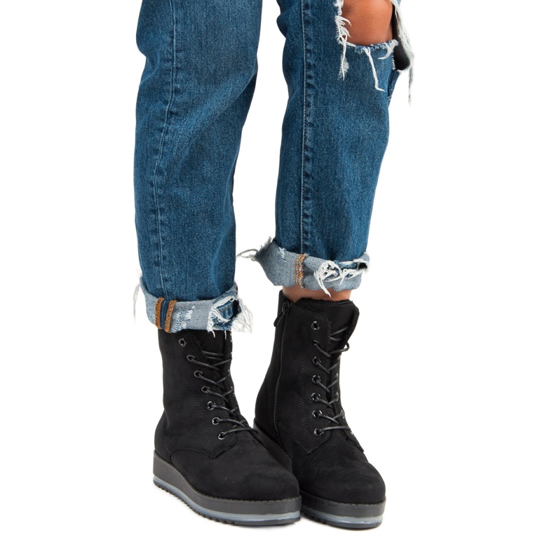 Botas quentes amarradas preto 1 Botas quentes amarradas preto 1