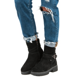 Botas de couro quente preto 1