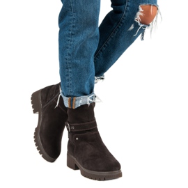 Botas de couro quente castanho 2