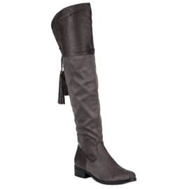 Forever Folie Botas cinza de salto alto 1