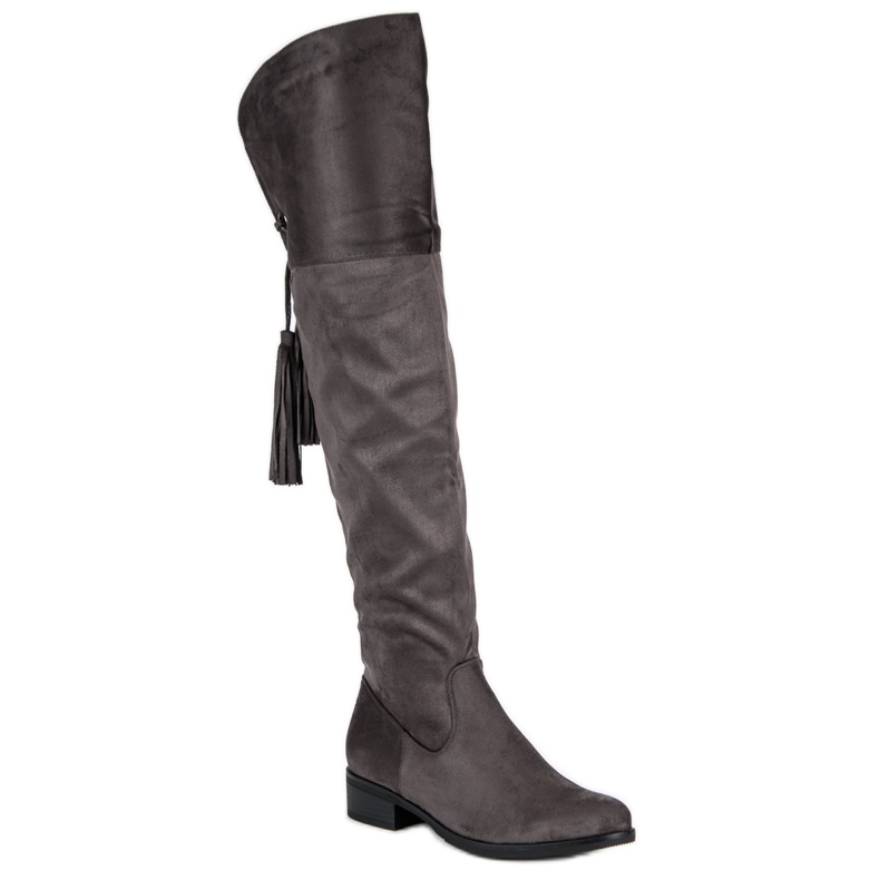 Forever Folie Botas cinza de salto alto 1