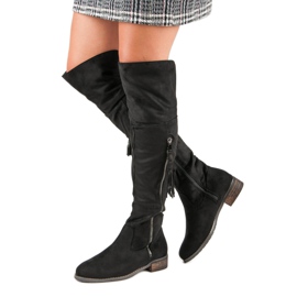 Queentina Boho botas de camurça preto 1
