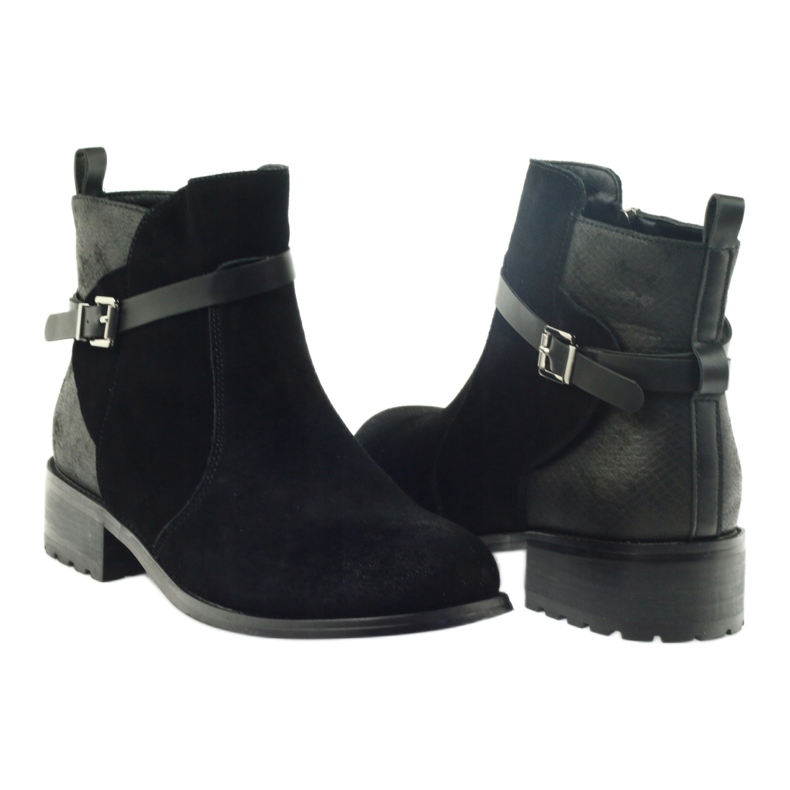 American Club Botins americanos botas de inverno couro camurça preto 4