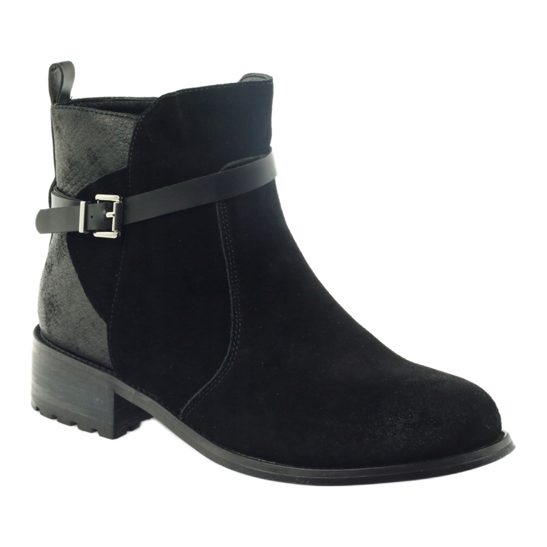 American Club Botins americanos botas de inverno couro camurça preto 1