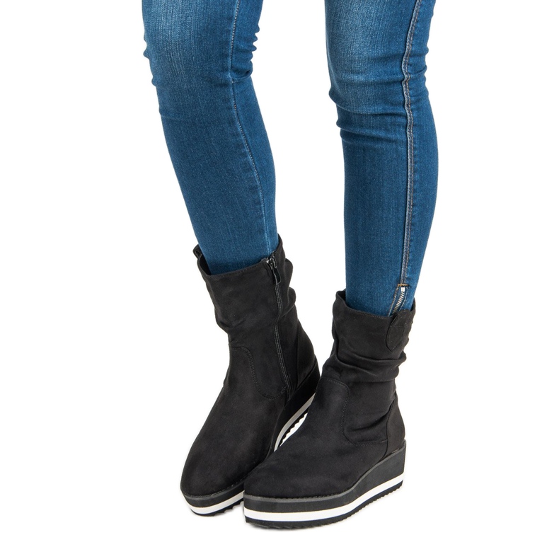 Primavera Botas pretas de cunha preto 1