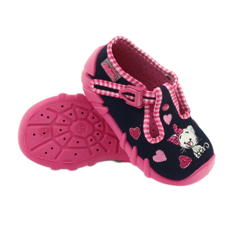 Sapatos infantis Befado 110p330 chinelos azul marinho rosa 3